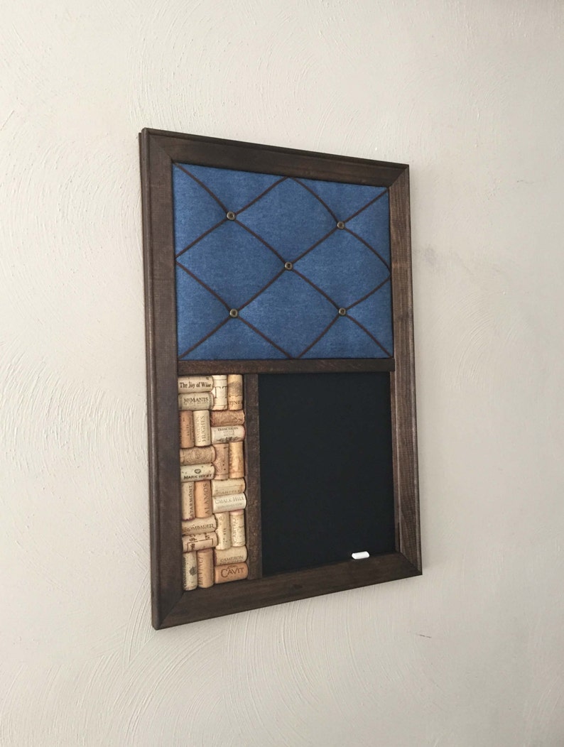 Rustic Chalkboard Denim French Memo Board Wine Cork Board Etsy
