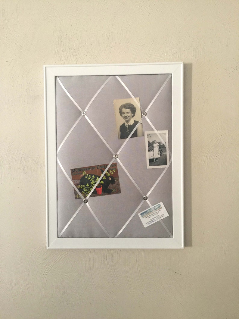 Framed Gray Linen French Memo Board Memory Board Photo Board Etsy