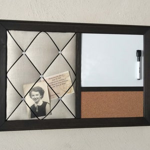 Corkboard, Magnetic Whiteboard Dry Erase & Linen French Memo Board Wall Organizer, Dorm, Bulletin Board, Classic Office Decor, Mom gift