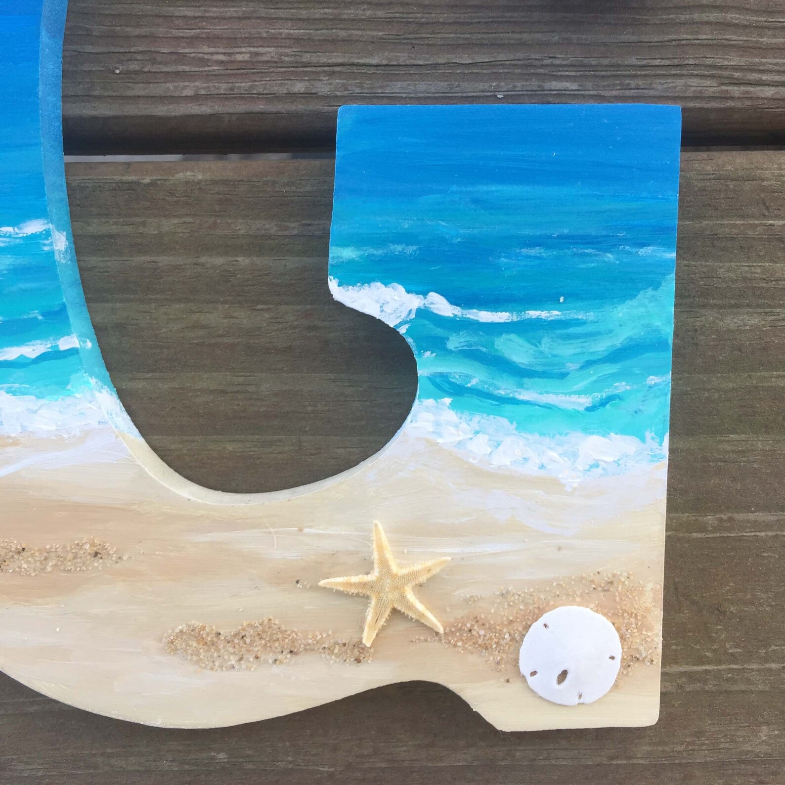 Beach Letter Art Hand Painted Beach Letters Coastal Cottage Etsy