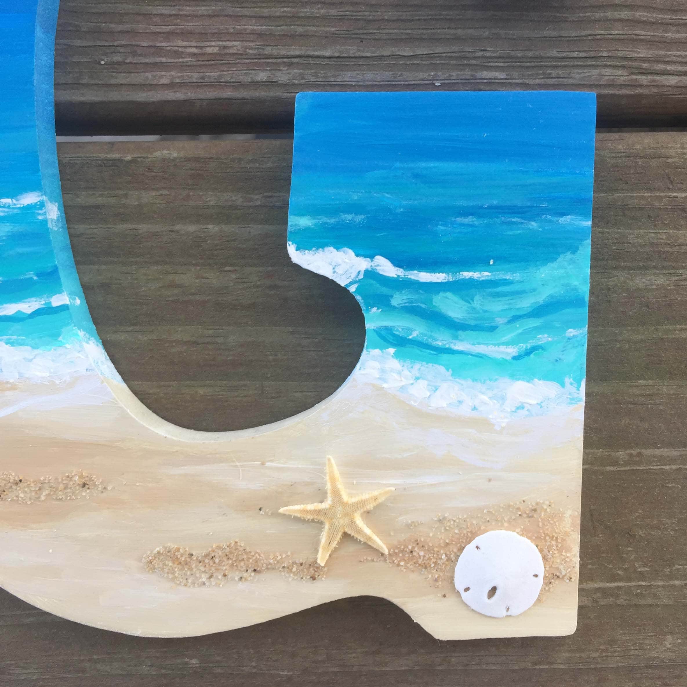 Beach Letter Art Hand Painted Beach letters Coastal Cottage Etsy
