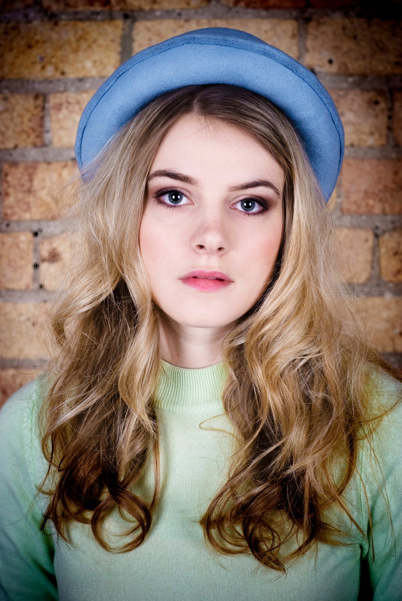 Handmade Ladies Porkpie Hat in Powder Blue With Vintage - Etsy