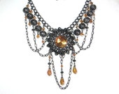Gothic Gunmetal Chandelier Statement Necklace - "Midnight Sun", Cosplay