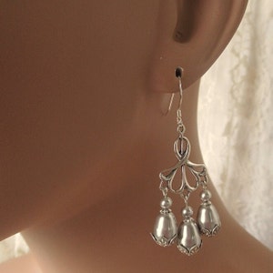 Swarovski Pearl Teardrop Earrings: Sterling Silver Bridal Jewelry