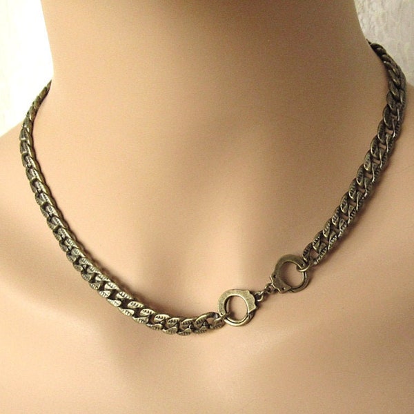 Handcuff Chain Necklace  - Antique Brass