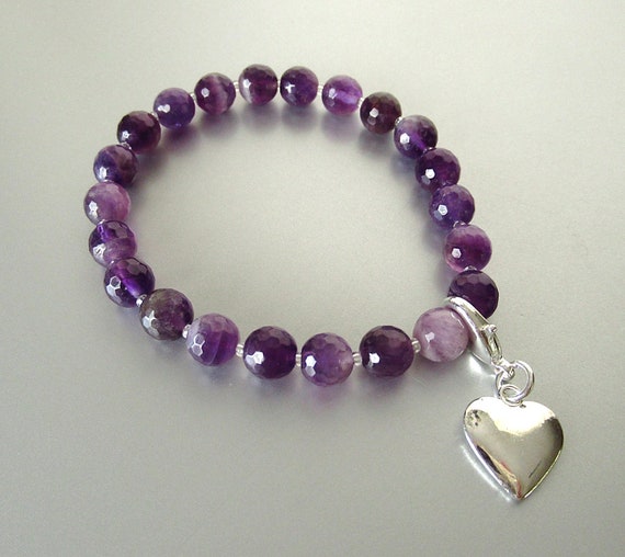 Amethyst Count Your Blessings Bracelet with Movable Heart | Etsy