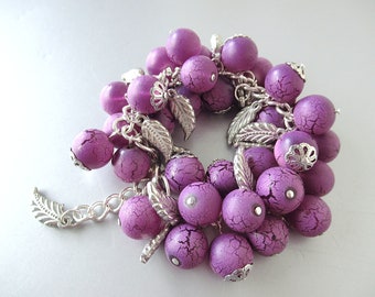 Chunky Purple Passion Cha Cha Bracelet - Silver-plate