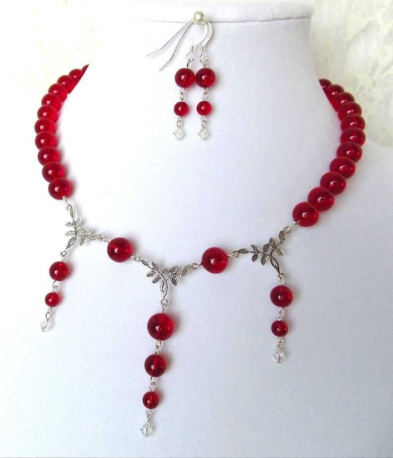 Siam Red Swarovski Crystal Globes & Sterling Silver Necklace - Etsy