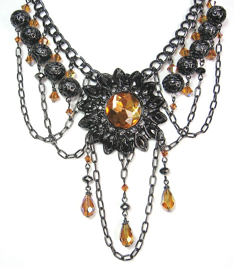 Gothic Gunmetal Chandelier Statement Necklace midnight Etsy