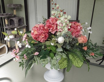 English Garden Coral Pink Extra Large Artificial Flower Arrangement - Tampa Bay, FL Local Orders Only