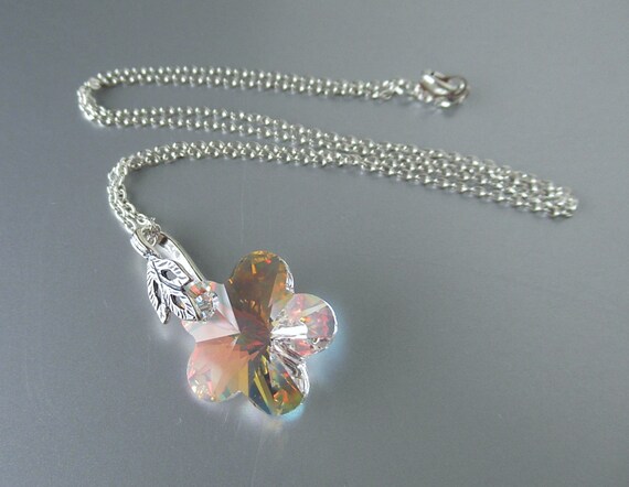 Swarovski Crystal Flower Pendant Necklace Sterling Silver - Swarovski Crystal Flower Pendant Necklace Swarovski Crystal Flower Pendant Necklace Sterling Silver - Swarovski Crystal Flower Pendant Necklace