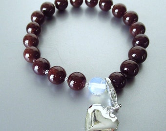 Garnet Count Your Blessings Bracelet with Movable Heart Charm