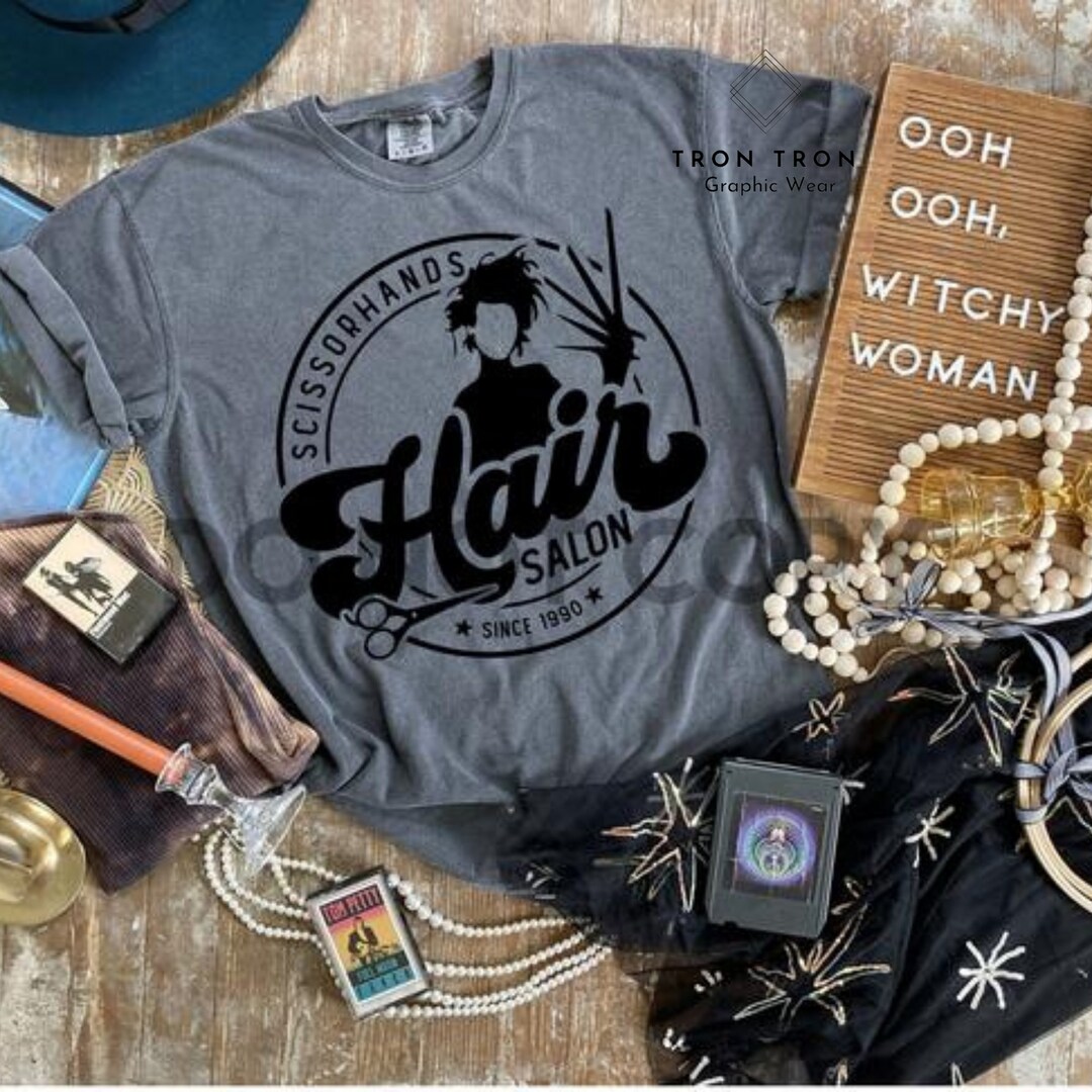 Scissorhands Hair Salon Since 1990 Graphic Tee Shirt Hair Etsy