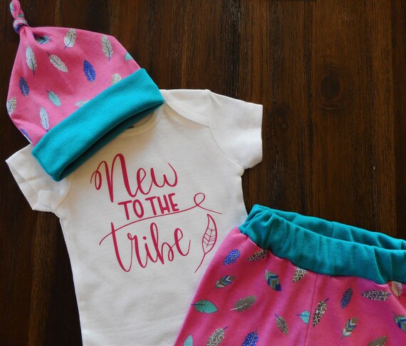 new to the tribe baby girl outfit