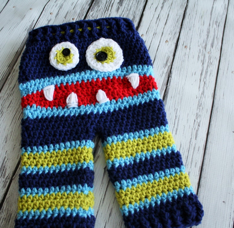 Monster Baby Pants PATTERN Striped Baby Monster Pants PDF Crochet ...