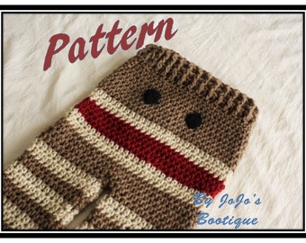 PATTERN - Crochet Monkey Baby Pants PATTERN - Baby Monkey Pants - PDF Sock Monkey Pants - Baby Pants with Tie String - by JoJo's Bootique