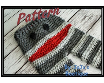 NOW with TODDLER Sizes - Crochet Monkey Baby Pants PATTERN - Baby and Toddler Monkey Pants - Pdf Sock Monkey Pants - by JoJo's Bootique