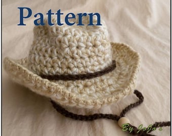 Baby Cowboy Hat  PATTERN - Baby Cowboy Hat - Western Hat  Pattern - Crochet cowboy Hat Pattern - Instant Download-by JoJosBootique