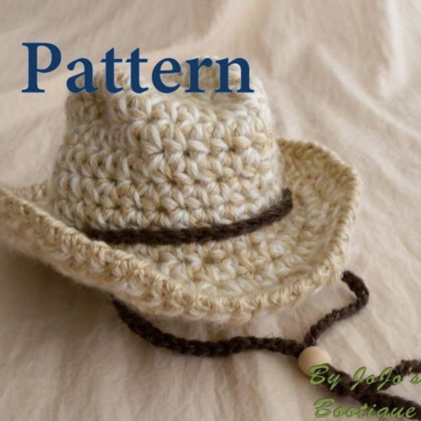 Baby Cowboy Hat  PATTERN - Baby Cowboy Hat - Western Hat  Pattern - Crochet cowboy Hat Pattern - Instant Download-by JoJosBootique