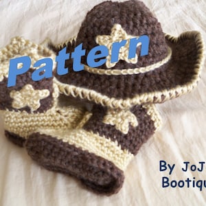 PATTERN Baby Star Cowboy Hat and Boots Crochet PATTERN - Baby Cowboy Hat and Boots Pattern - Western Hat and Boot Pattern - by JoJosBootique