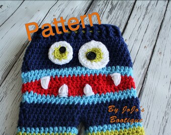 Monster Baby Pants PATTERN - Striped Baby Monster Pants - PDF Crochet Monster Pants - Baby  Boy Pants - by JoJo's Bootique