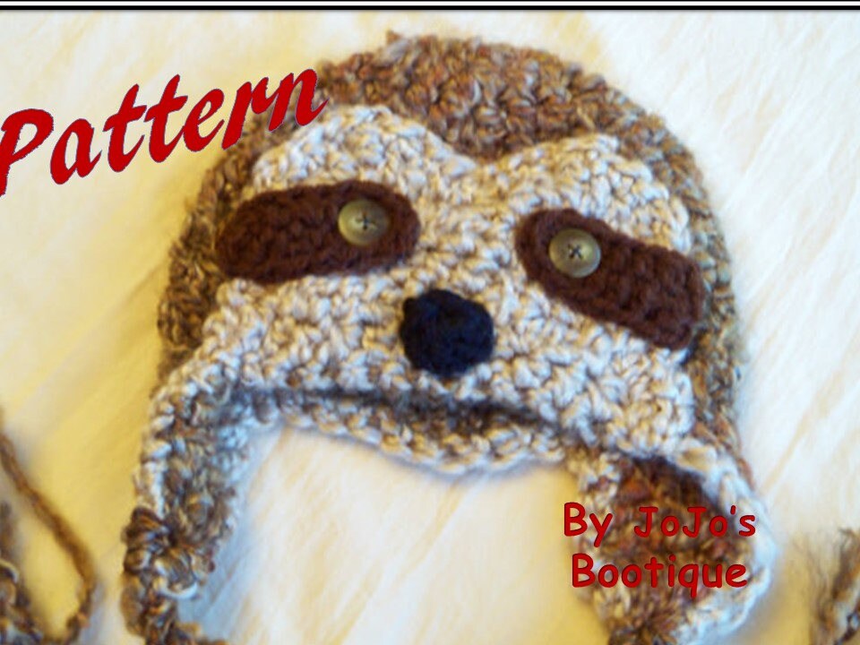 PATTERN - Sloth Hat Pattern - Baby Sloth Hat Tutorial - Crochet Sloth ...