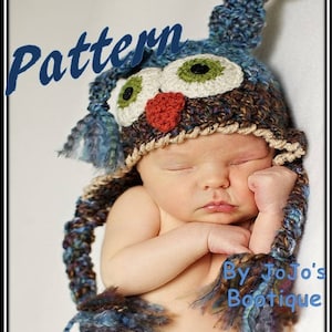 PATTERN - Soft Baby Owl Hat Crochet DIY Instructions - Halloween Baby Hat - by JoJo&#39;s Bootique