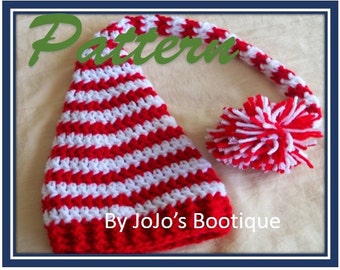 PDF Pattern Striped Baby Elf Hat - Crochet Christmas Photo Prop - by JoJo's Patterns