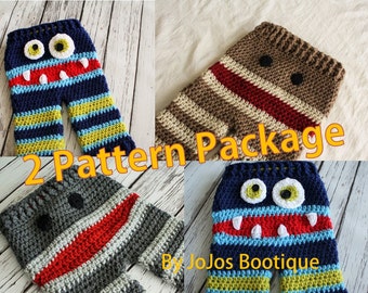Crochet Baby Pants PATTERNS – Monster & Sock Monkey (PDF Download)