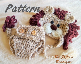 Crochet Baby Lion Costume PATTERN – Hat, Diaper Cover, Tail (PDF Pattern)