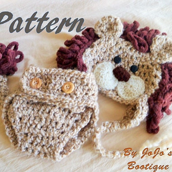 PDF Baby Lion Hat PATTERN with Diaper Cover and Tail - Baby Lion Hat and Cover Pattern - Lion Costume Crochet Pattern - by JoJosBootique