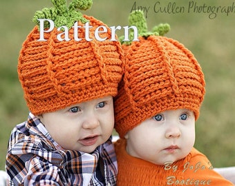 Patron de bonnet citrouille pour bébé au crochet - Tutoriel texturé (Patron PDF)