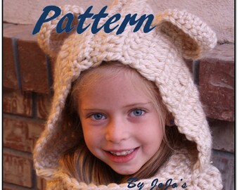 PDF Hooded Bear Cowl PATTERN - Bear Cowl Pattern - Teddy Bear Cowl - Children's Hooded Cowl Pattern - by JoJosBootique