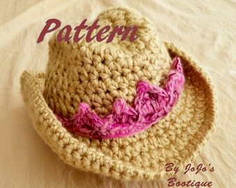 Crochet Baby Cowgirl Hat Pattern – Includes Tiara, Newborn to 2T (PDF Pattern)