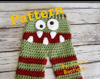 Crochet Monster Baby Pants Pattern – Newborn to 24 Months (PDF Pattern)