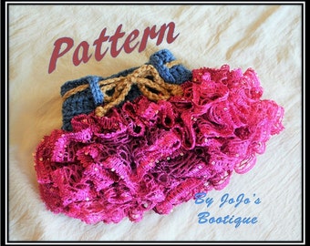 PDF Pattern Baby Girl Ruffle Skirt -  Newborn Photo Prop - Crochet Baby Skirt Pattern - Cowgirl Western Ruffle Skirt - by JoJos Bootique