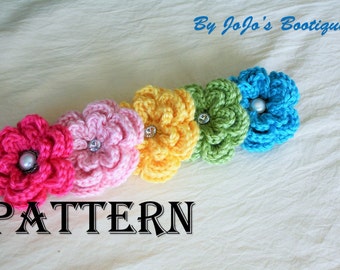 PDF Flower Clip PATTERN - Crochet Flower Pattern -  Flower Tutorial - Crochet Pattern -by JoJosBootique