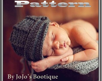 PDF Newsboy Hat PATTERN - Baby Newsboy Hat - Crochet Pattern - Boy Hat Pattern - Crochet Newsboy Hat Tutorial - by JoJosBootique