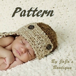 PATTERN - Baby Aviator Pattern - Chunky Aviator Hat - Boy&#39;s Crochet Hat Pattern - Instant Download-by JoJosBootiqueC