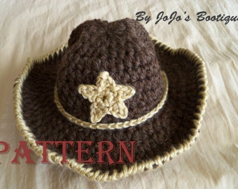 Crochet Baby Cowboy Hat Pattern – Western Star Design (PDF Pattern)