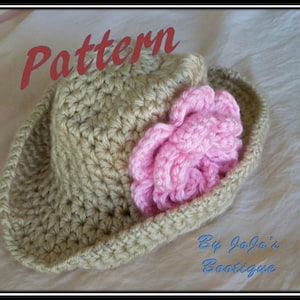 PDF Cowgirl Hat  Crochet PATTERN with Bonus Flower Clip-Baby Cowboy Hat - Crochet Pattern - Crochet cowgirl Hat Pattern -by JoJosBootique