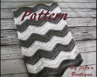 Gray and White Chevron Crochet Baby Blanket Pattern/Tutorial - by JoJo's Bootique