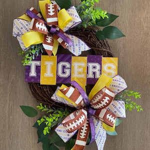 Louisiana Tigers Football Wreath: Purple & Gold Game Day Decor