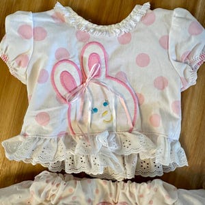 Cute Bunny Polka Dot Baby Girl Dress Set – Pink (2-Piece)