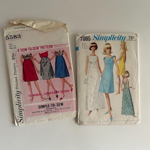 Vintage Simplicity 7085, 5583 Dress Pattern size 10, Mostly Uncut Retro Dress/Bridal Sewing Pattern