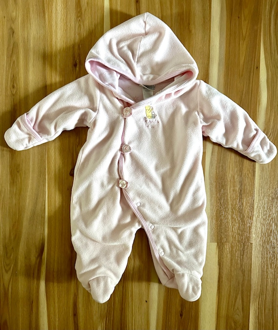 Classic Pooh Pink  Fleece Snowsuit Size 6 months/… - image 1