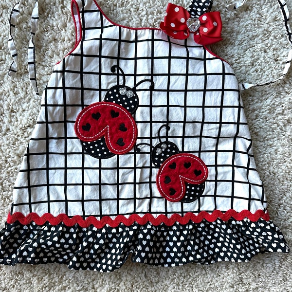 Baby Girl 18 M Ladybug Dress, Retro Infant Youngland  Dress