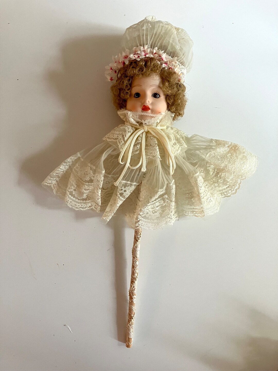 Vintage Louis Nicole Victorian Angel Doll Head Ornament on a Stick, Kurt Adler 17 Etsy