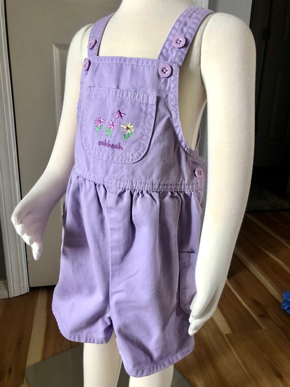 Vintage Size 2T Oshkosh Purple Overalls, Retro Gi… - image 1