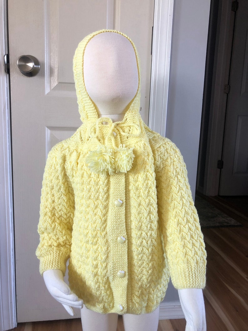 Retro Knit Baby Sweater Vintage Handknit size 2T 3T Toddler Hooded Sweater Vintage Toddler Jacket